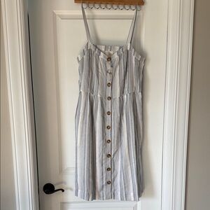 LOFT Navy and White Striped Dress